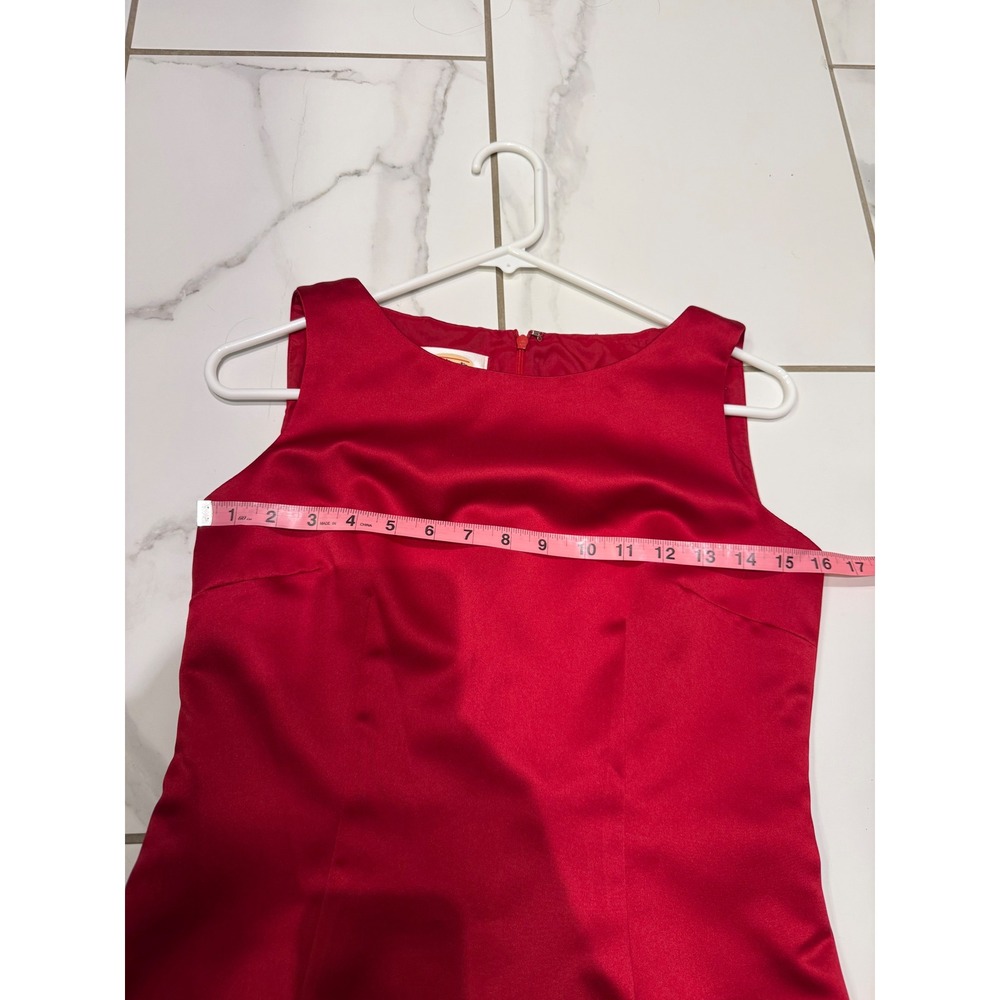 Talbots Petites Red Sleeveless Satin Sheath Dress Party Cocktail Occasion 4P - Picture 4 of 10